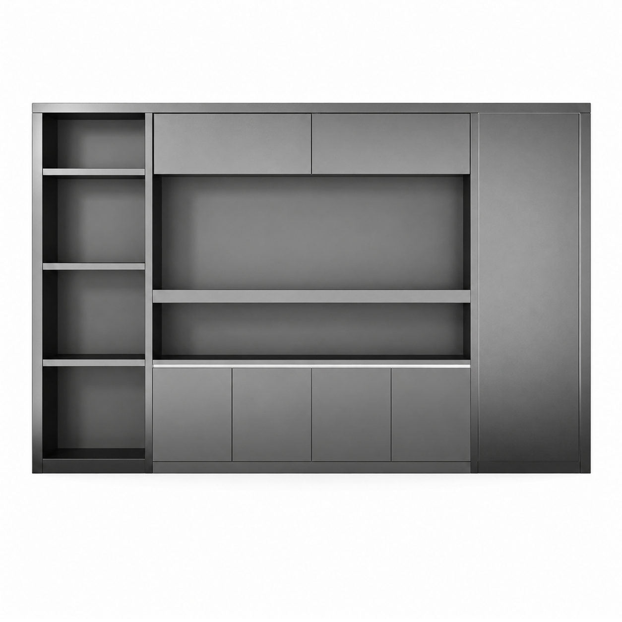 Freestanding Office Storage Wall Unit with Open Shelving and Cupboard Space