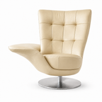 Modern Swivel Lounge Chair with Integrated Side Table