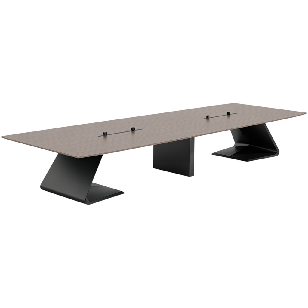 Executive Grey Ebony Boardroom Table with Sculptural Base