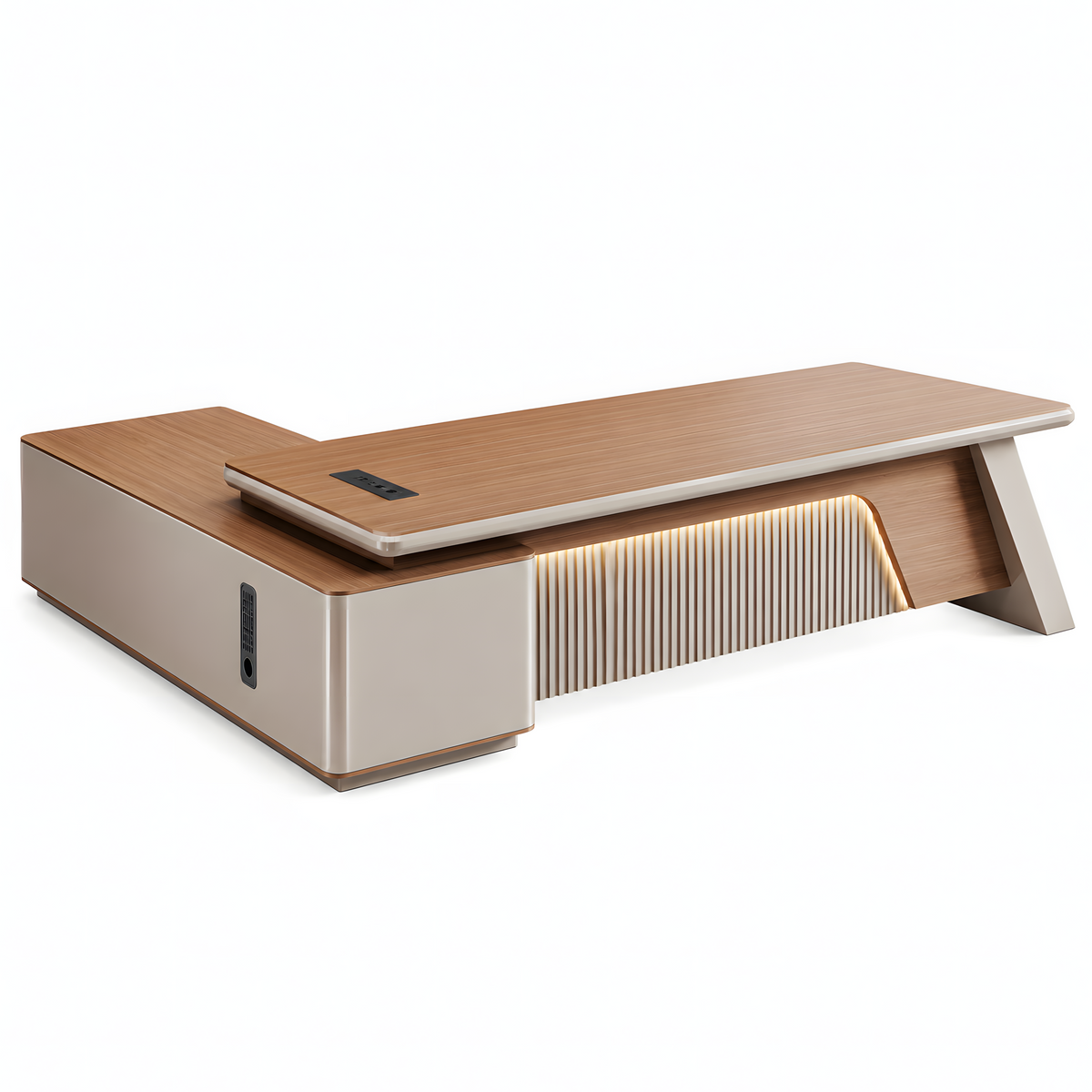 Sculptural L-Shaped Executive Desk with Integrated Storage