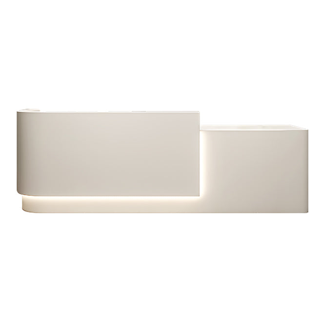 Contemporary L-Shaped Reception Desk with Raised Counter and LED Lighting