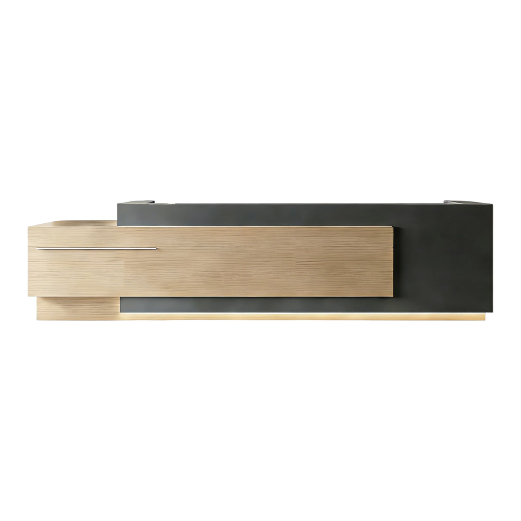 Corporate Reception Counter with Timber Inlay and LED Glow