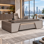 Modern Executive Desk with Rounded Details and Custom Sizes