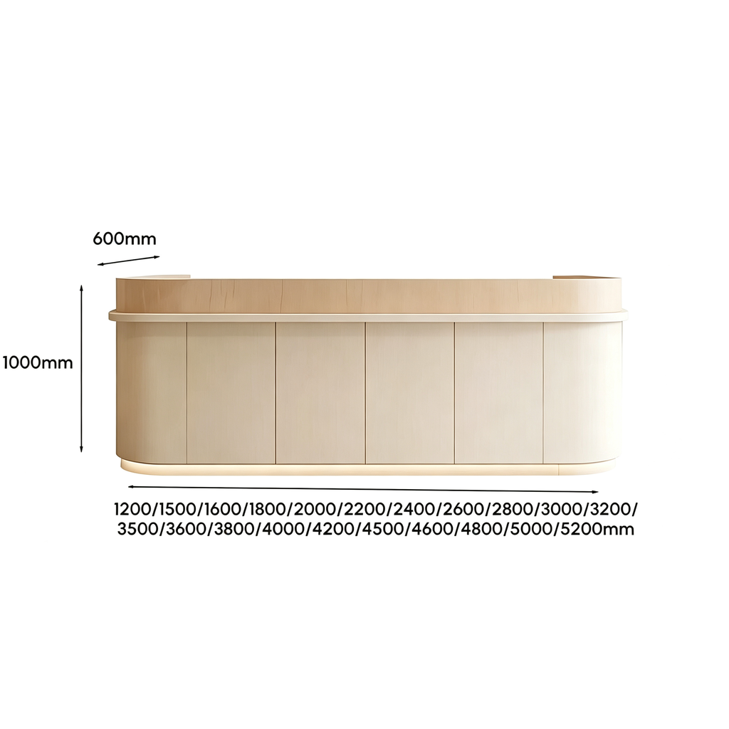 Curved Reception Counter with Soft Corners and LED Base
