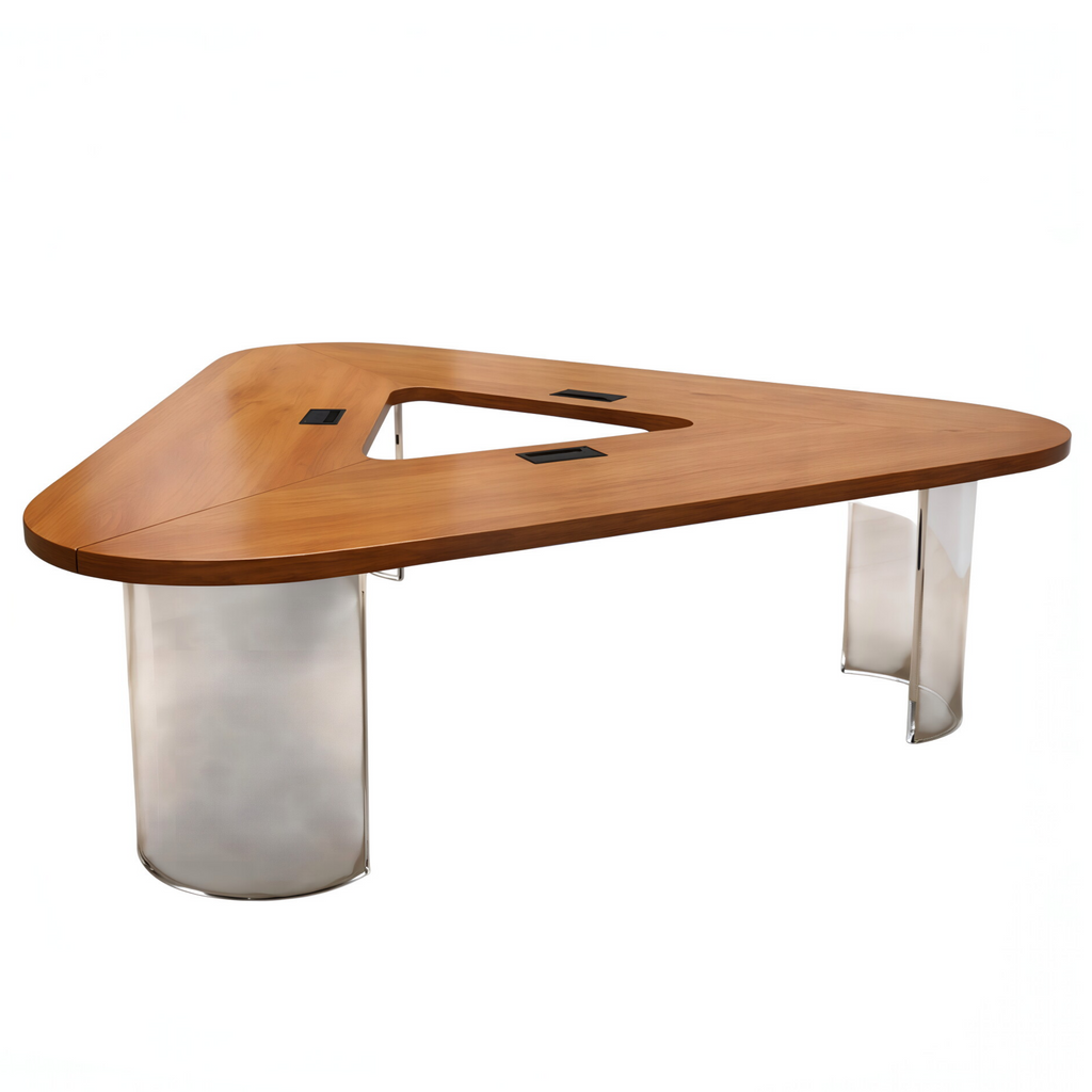 Modern Triangular Conference Table with Acrylic Base