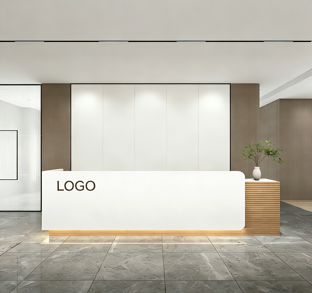 Straight Reception Counter with Storage Return and Worktop
