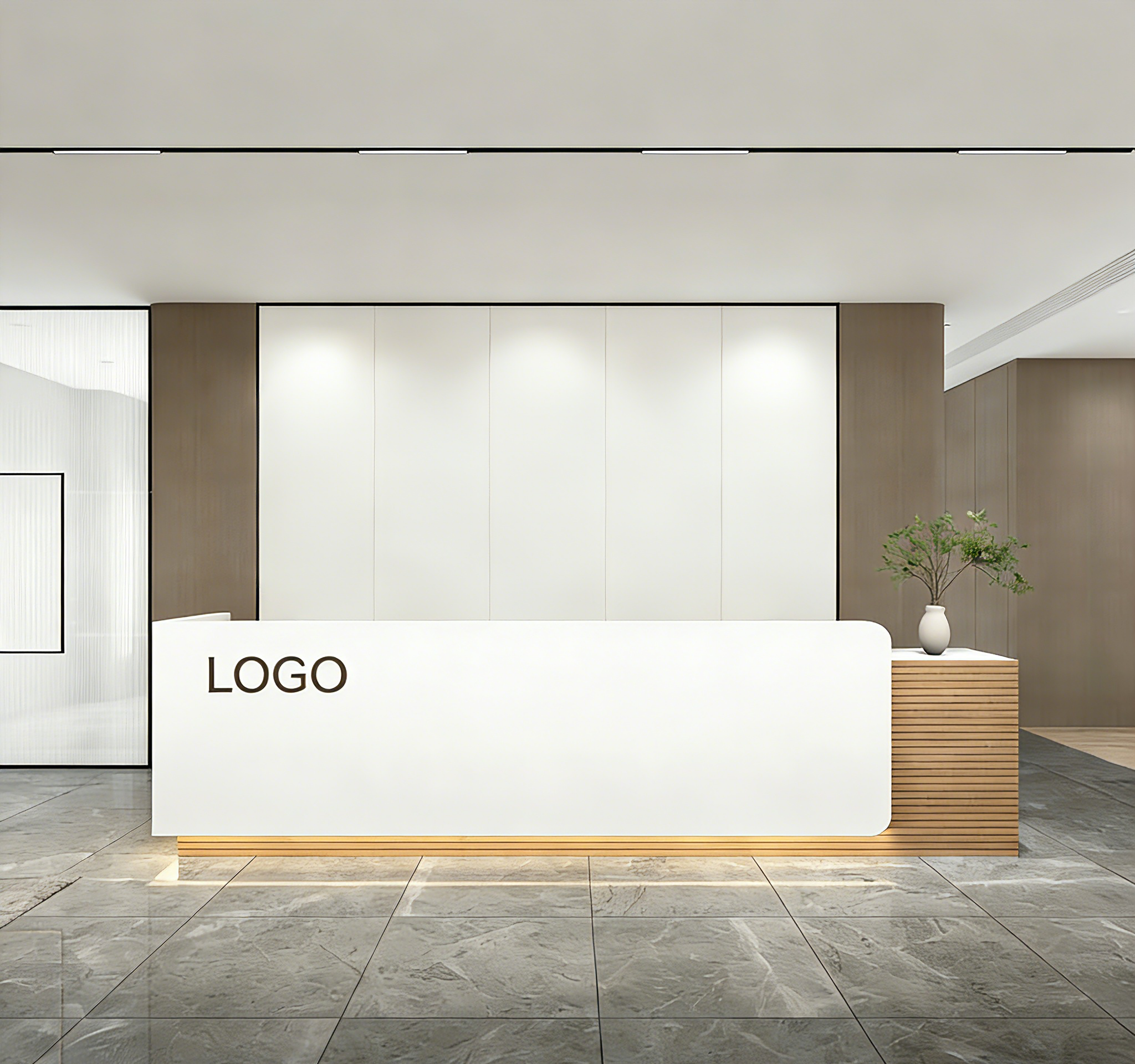 Straight Reception Counter with Storage Return and Worktop
