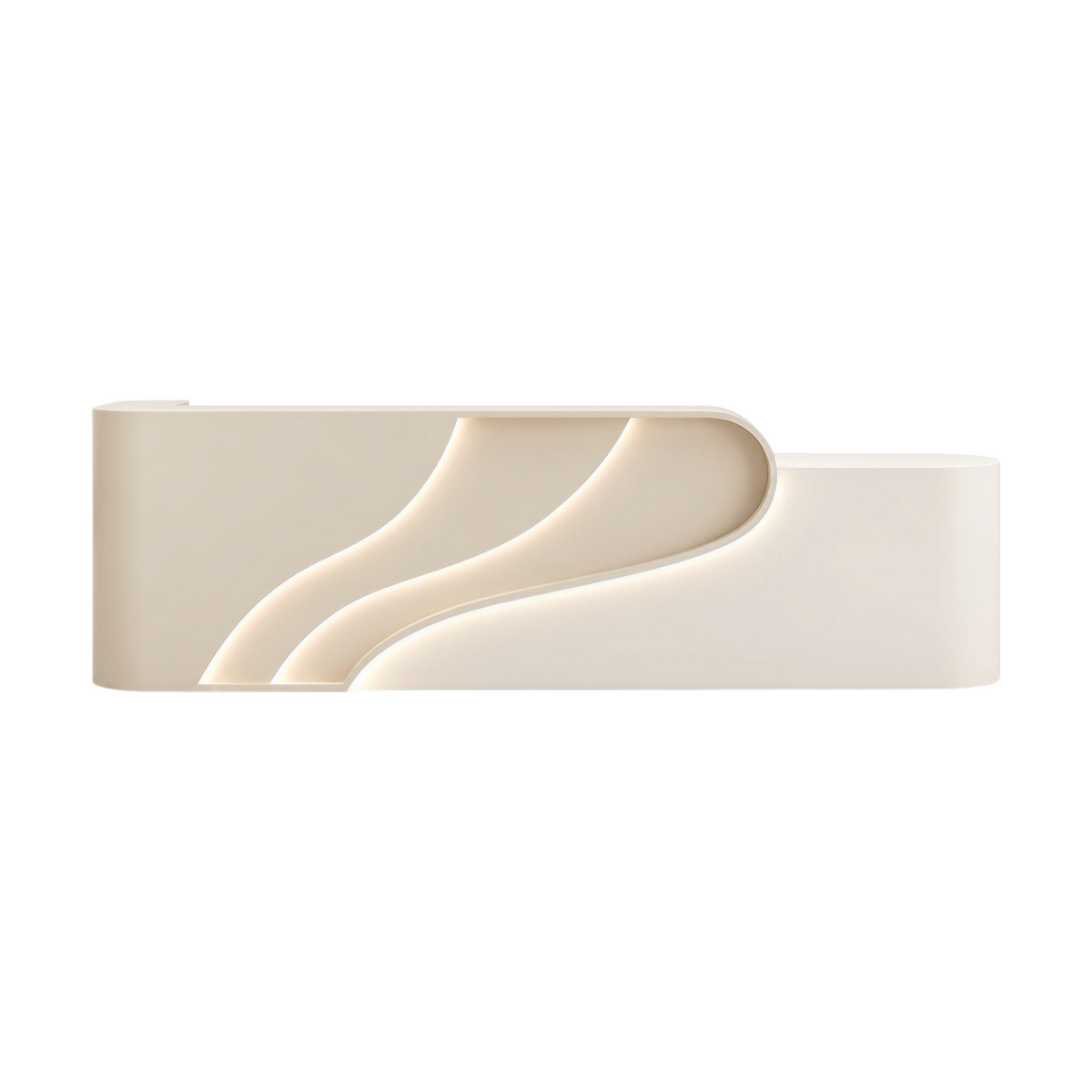 Modern Reception Counter with Sculptural Wave Design and Custom Finishes