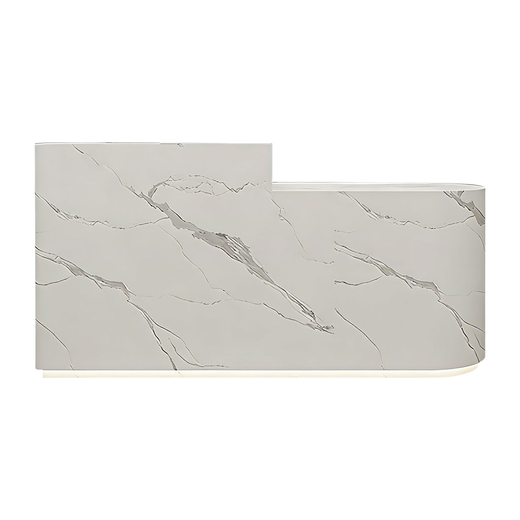 Minimalist L-Shaped Reception Desk with LED Plinth