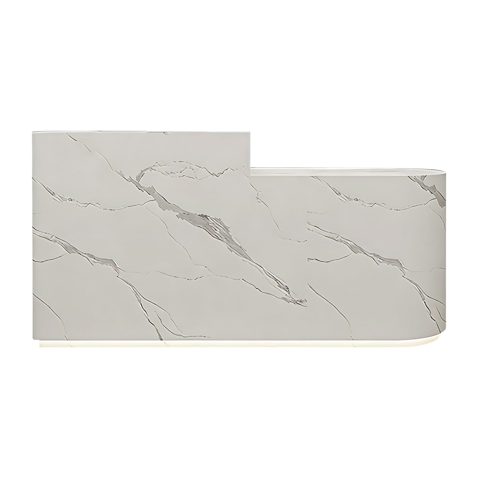 Minimalist L-Shaped Reception Desk with LED Plinth