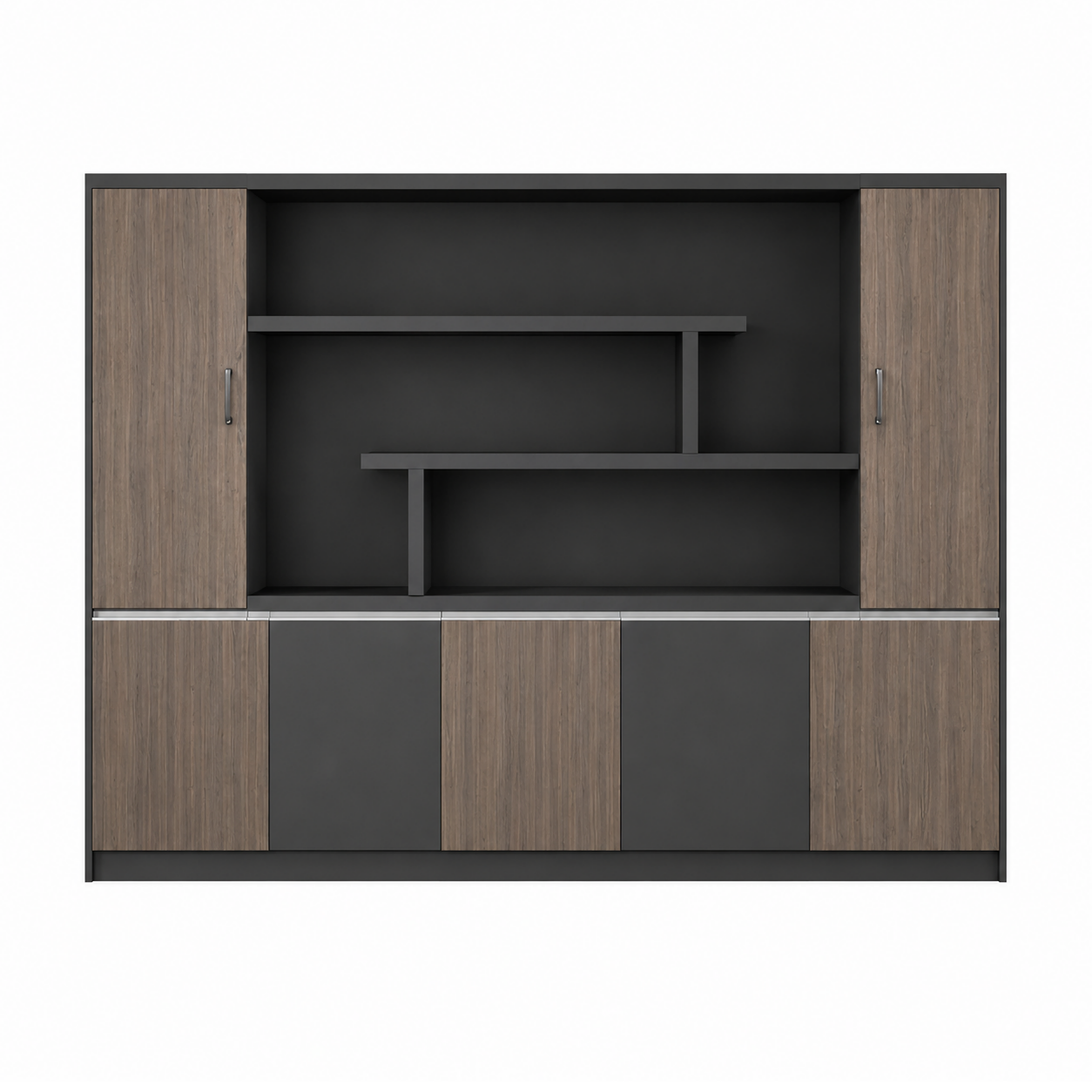 Contemporary Executive Office Storage Cabinet with Display Shelving
