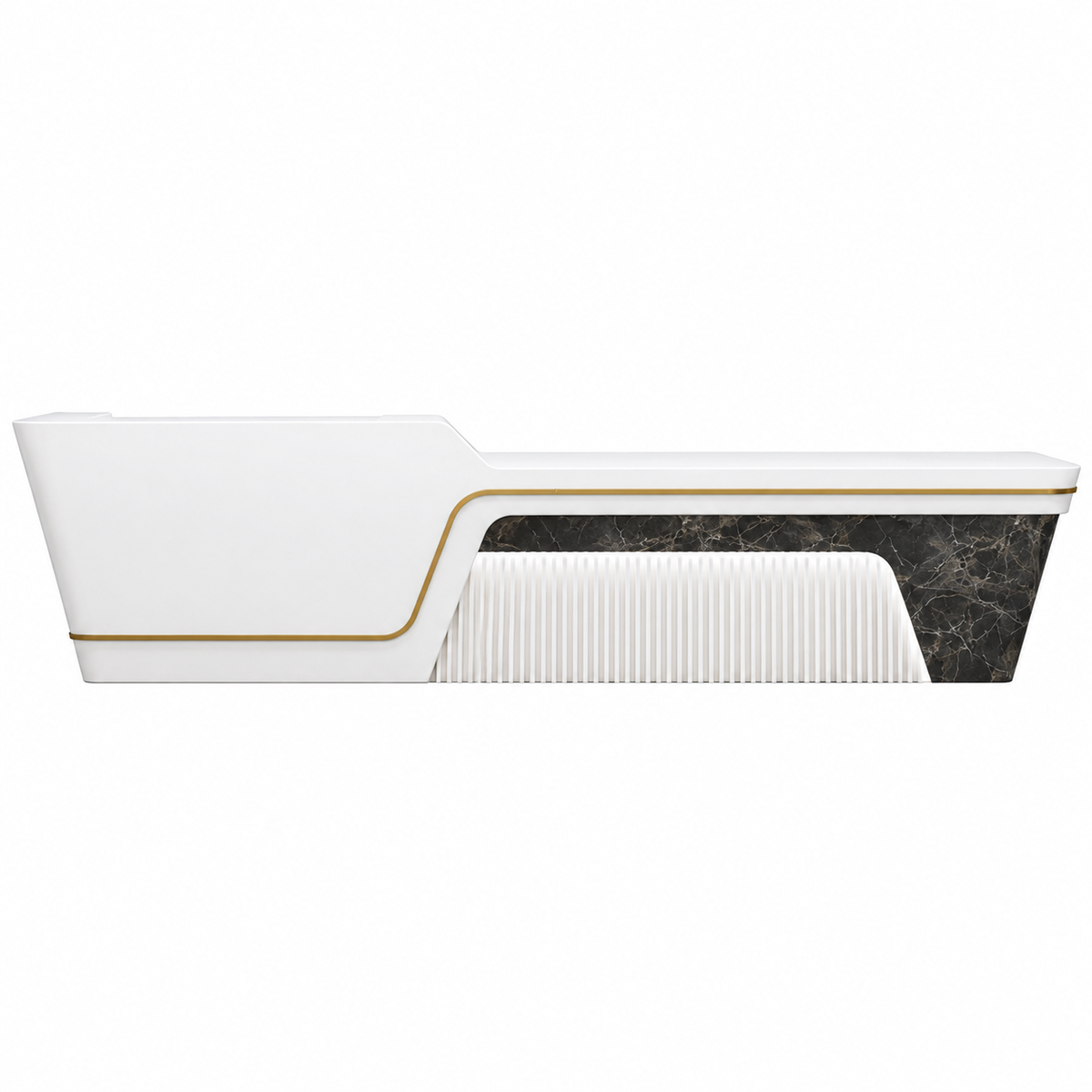 Modern Reception Desk With Textured Fluted Panels And Built-In Ambient Light Strips