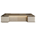 Wide Executive Desk with Fluted Front and Side Storage