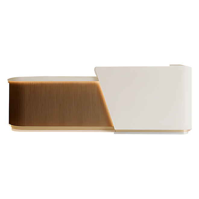 Curved Reception Counter with LED Halo and Transaction Top