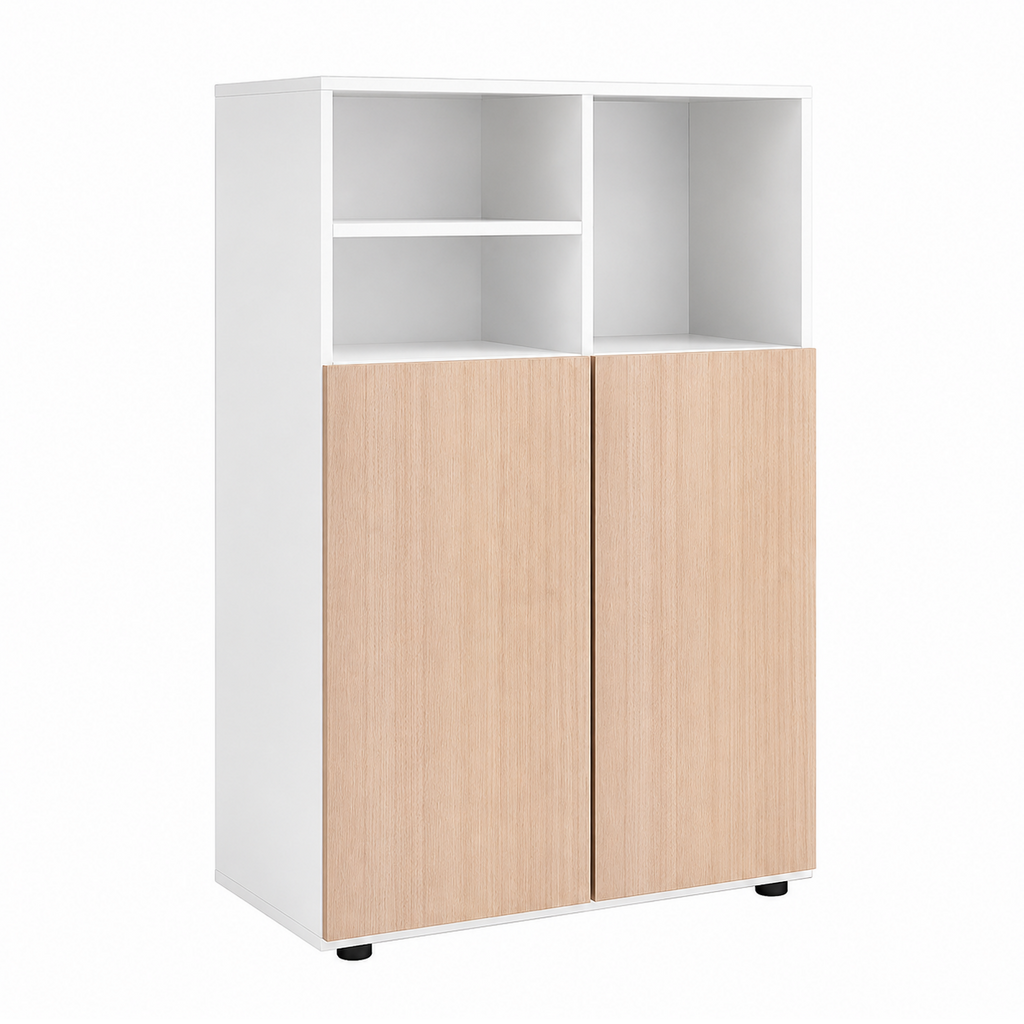 Natural Woodgrain Office Filing Cabinet with Open Display Storage