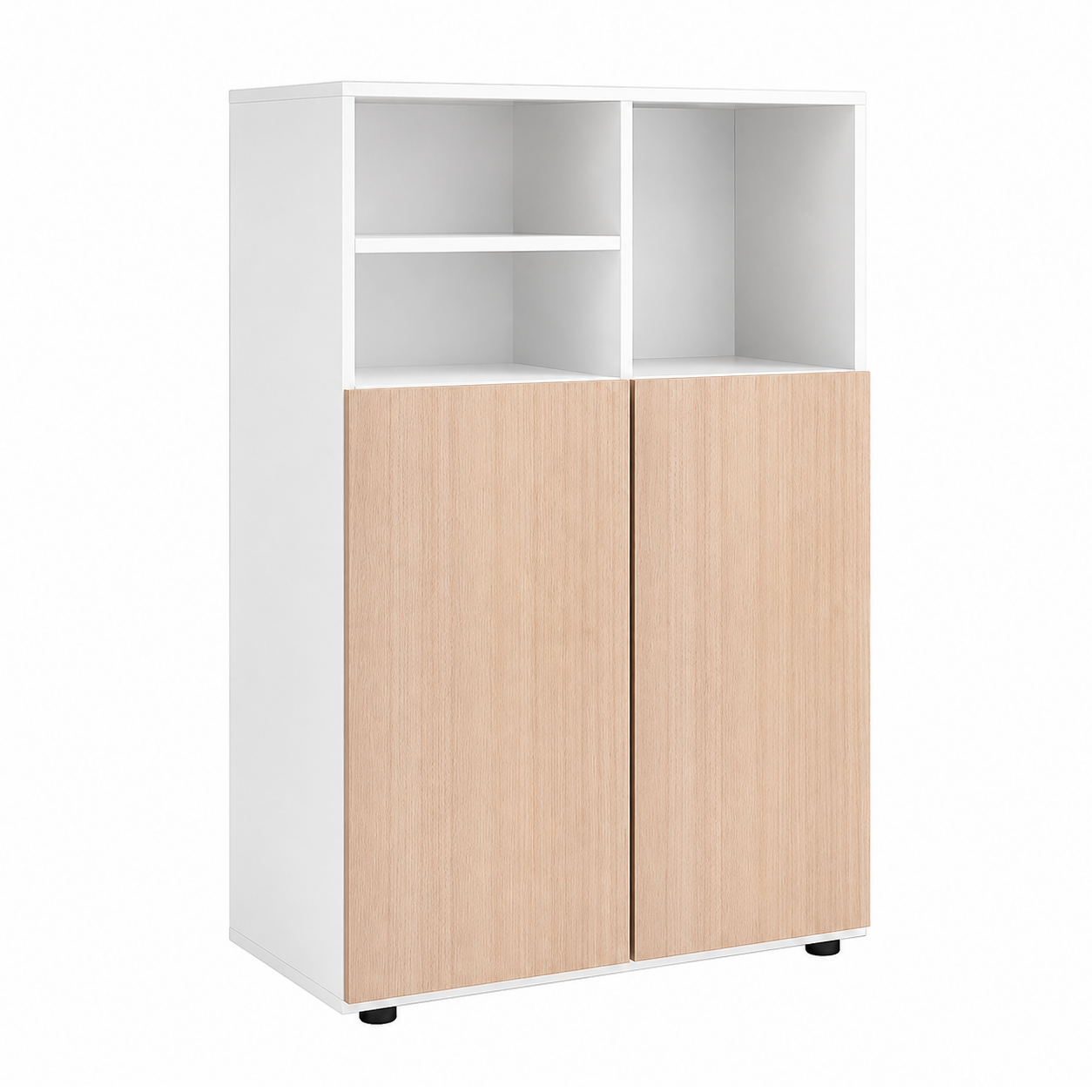 Natural Woodgrain Office Filing Cabinet with Open Display Storage