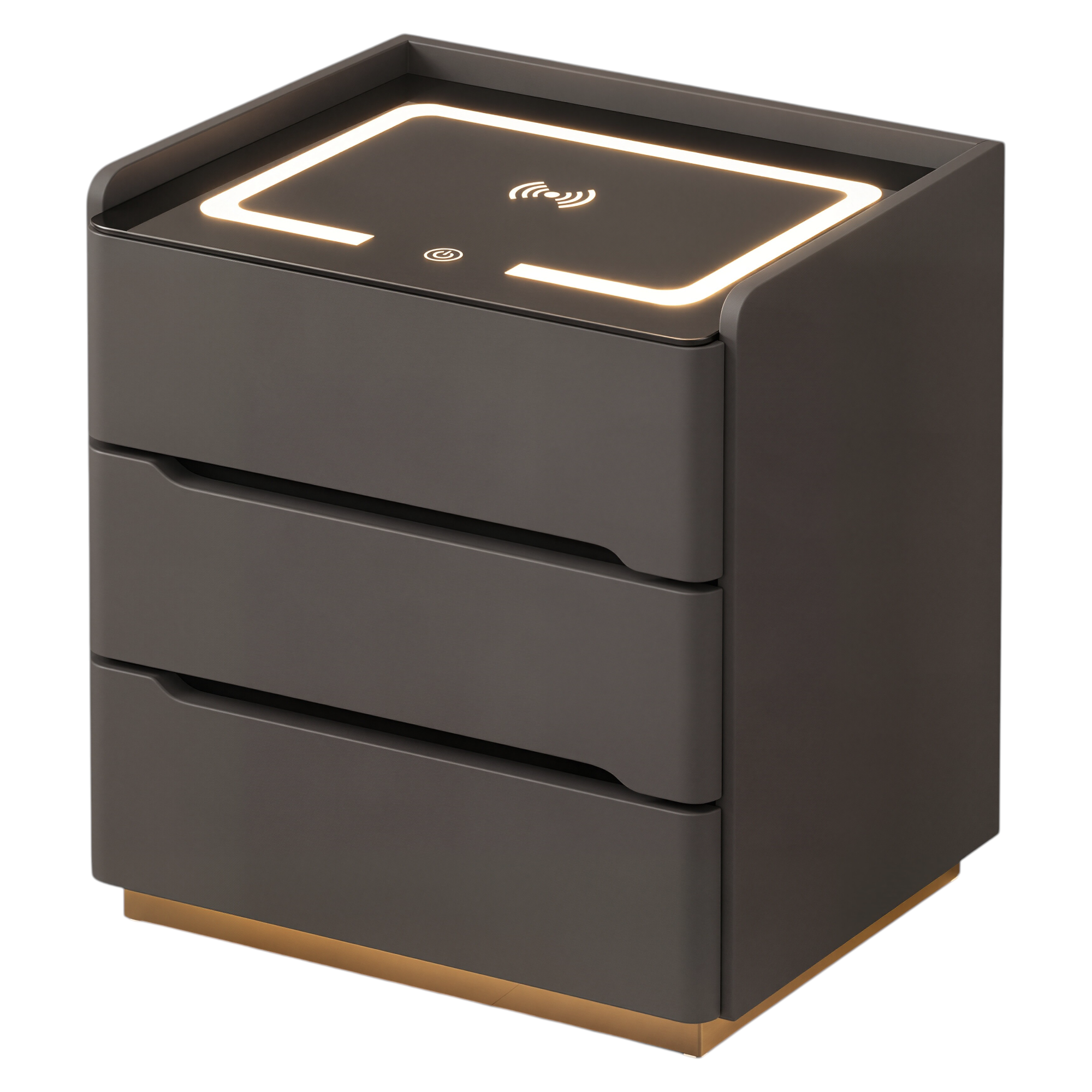 Smart Bedside Table with Wireless Charging and LED Light