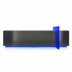 Modern Stainless Steel Reception Desk With Lit Custom Logo Panel