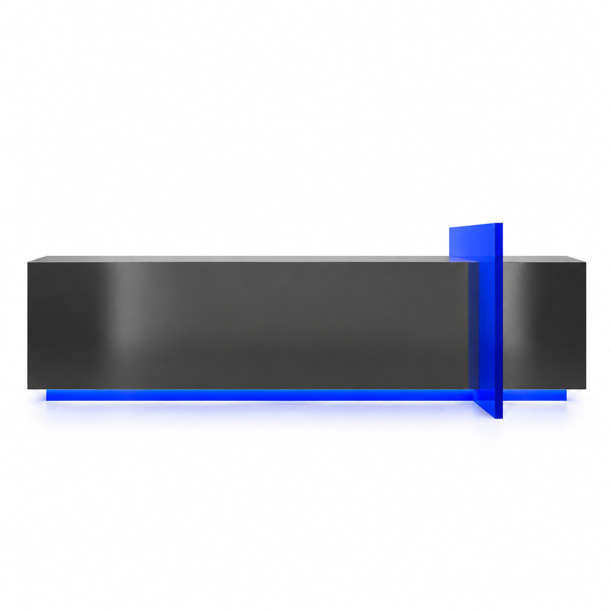 Modern Stainless Steel Reception Desk With Lit Custom Logo Panel