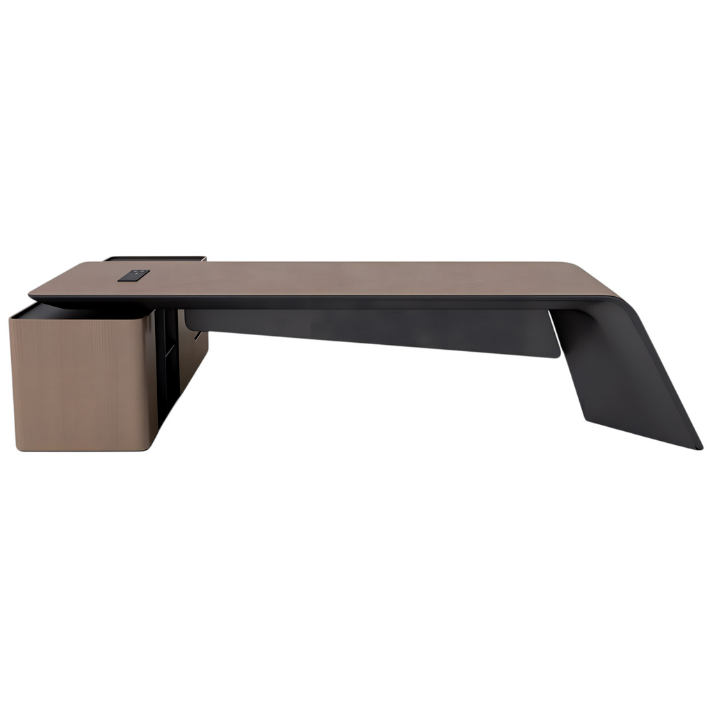 Designer Executive Desk with Sculptural Leg Panel