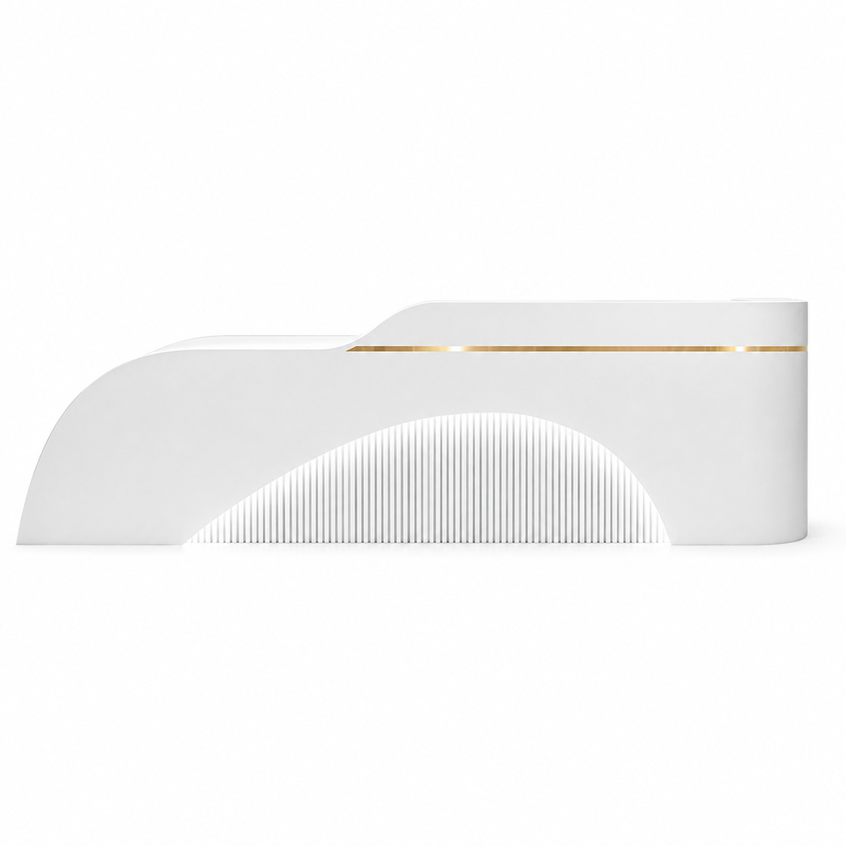 Modern Curved Reception Desk with LED, Storage and Custom Logo
