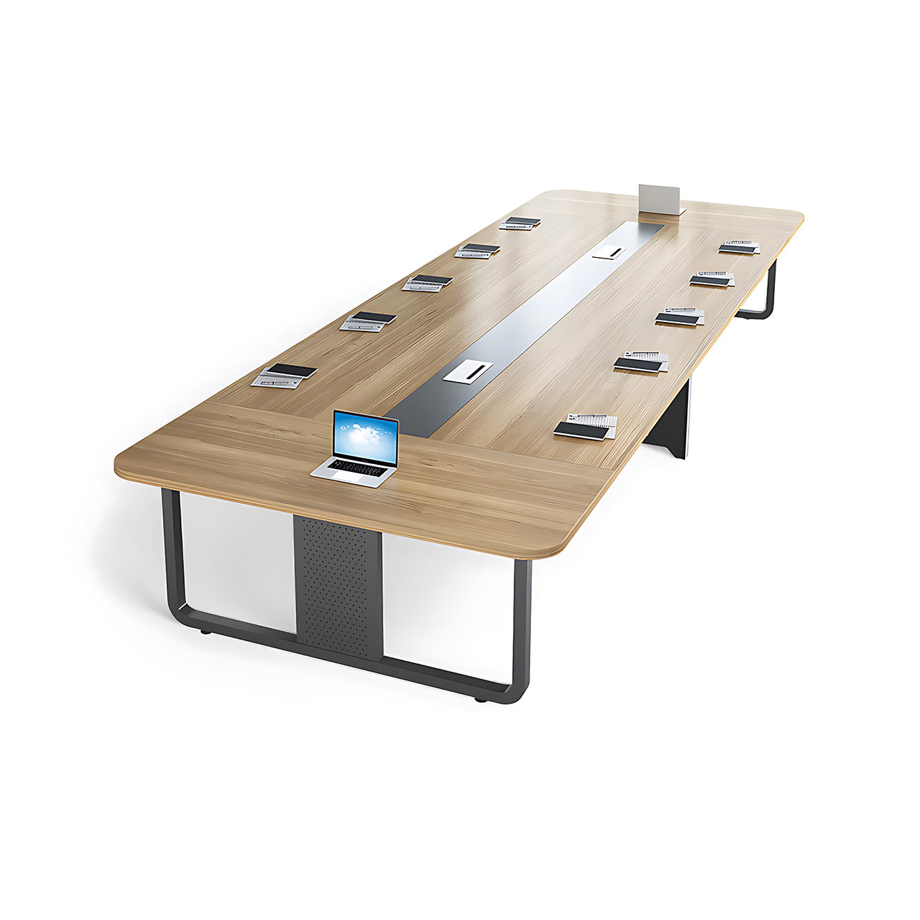 Oak-Finished Commercial-Grade Meeting Table