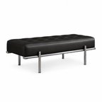 Modern Tufted Leather Bench with Stainless Steel Frame