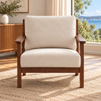 Modern Cotton-Linen Armchair with Custom Timber Finishes