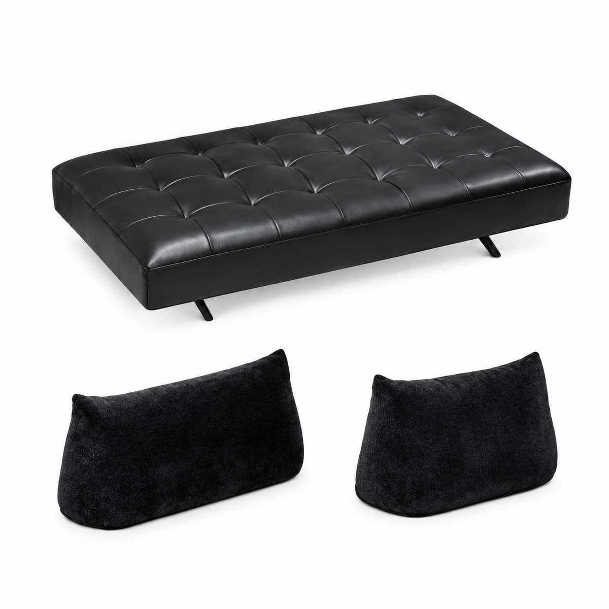 Modern Leather Lounge Sofa with Movable Cushions