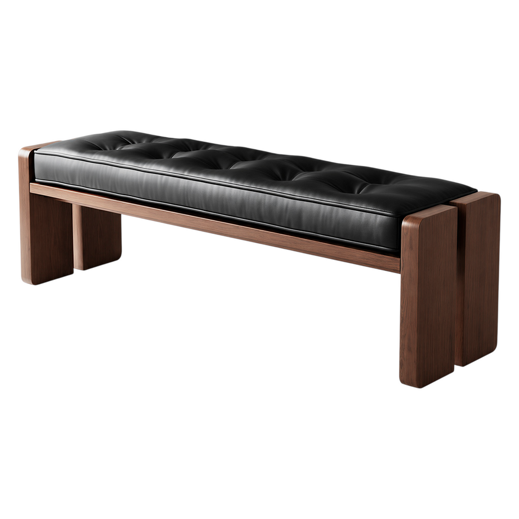 Modern Leather Bench with Custom Timber Options