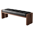 Modern Leather Bench with Custom Timber Options