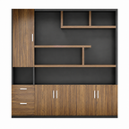 Modern Executive Storage Wall Cabinet with Open Shelving