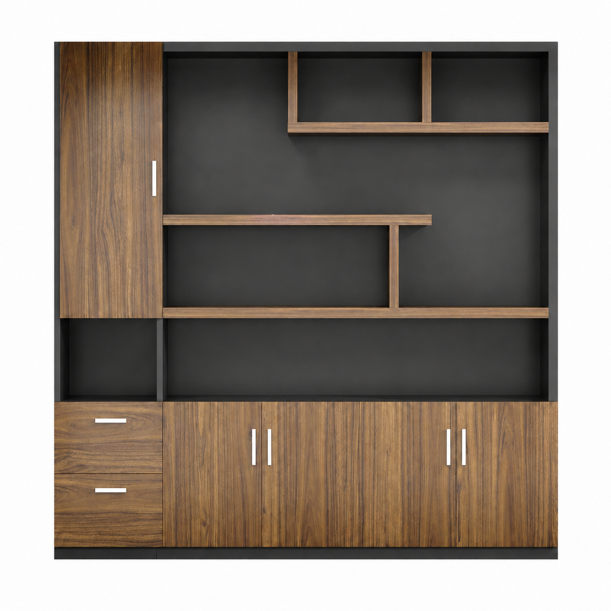 Modern Executive Storage Wall Cabinet with Open Shelving
