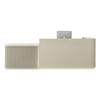 Modern Reception Desk with Natural Timber Slat Accents
