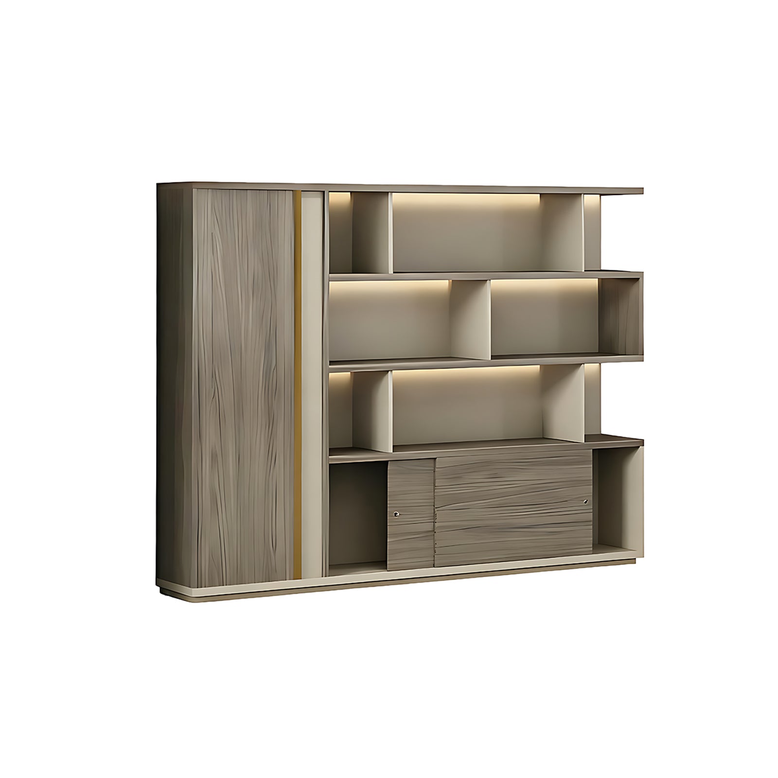 Executive Office Storage Cabinet with Open Shelves
