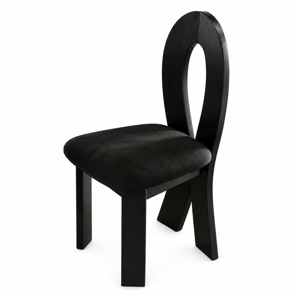 Modern Armless Chair with Upholstered Seat and Rounded Back