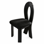 Modern Armless Chair with Upholstered Seat and Rounded Back