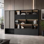 Modern Filing Cabinet with Open Display Shelves