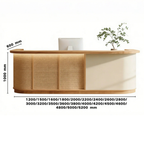 Contemporary Curved Reception Counter with Natural Finish