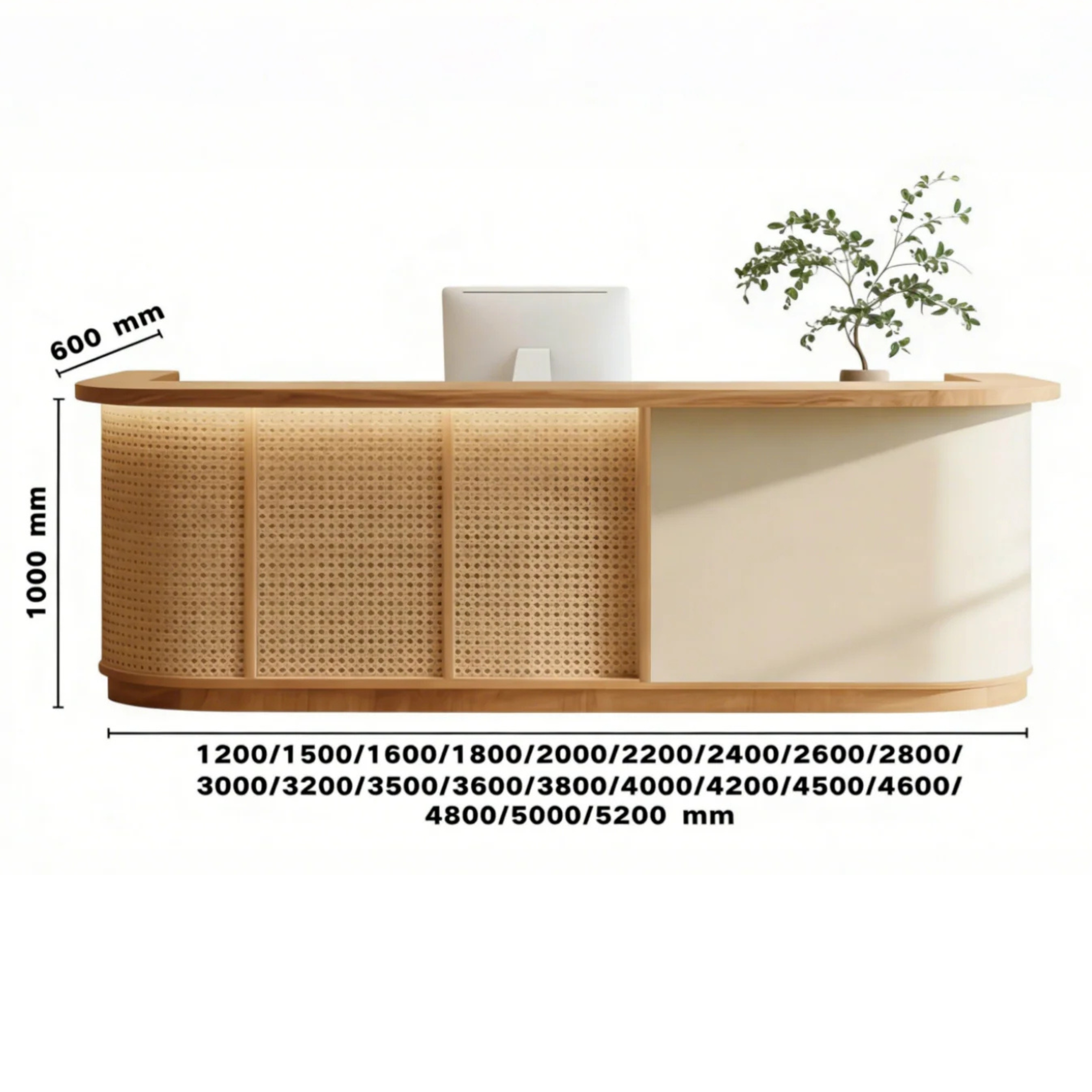 Contemporary Curved Reception Counter with Natural Finish