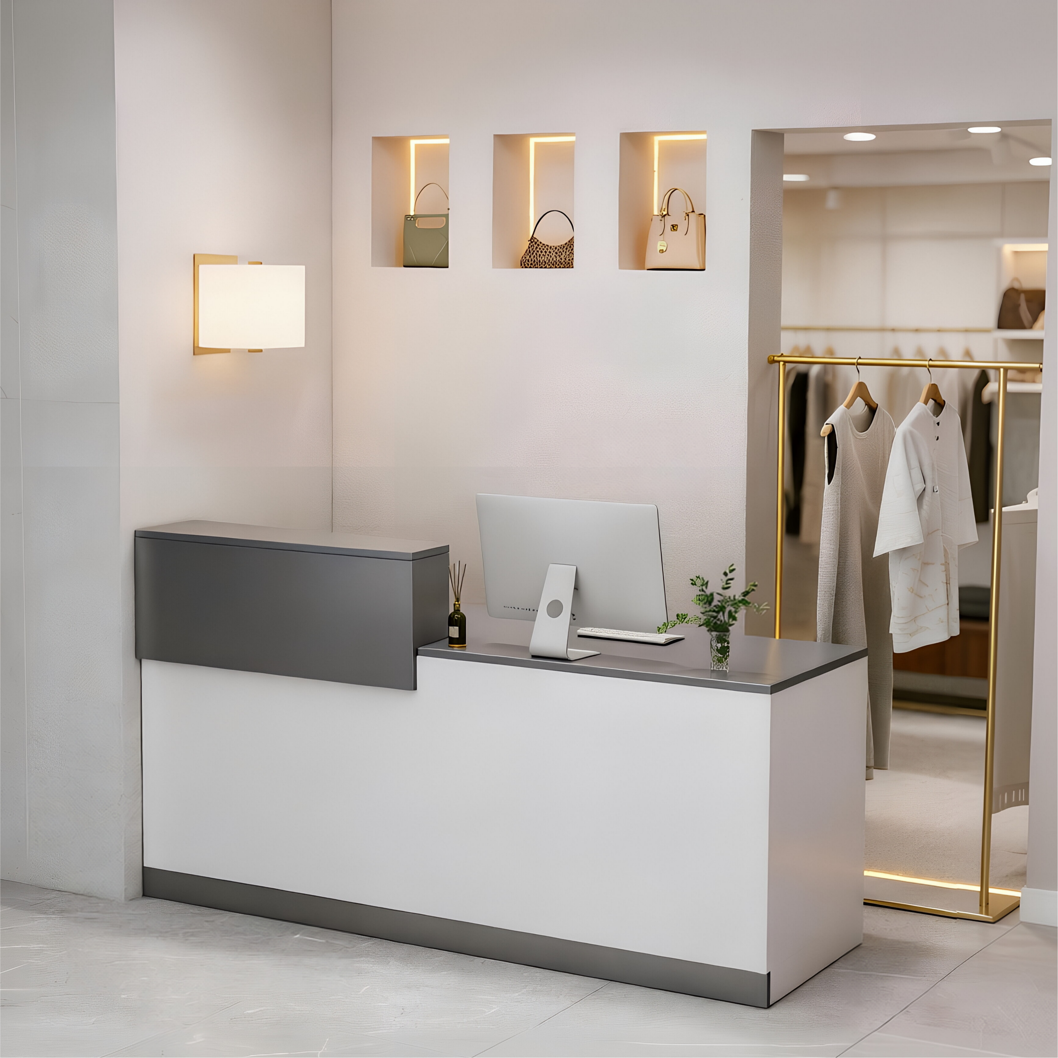 Contemporary Welcome Desk with Elevated Counter Front