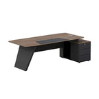 Premium Walnut Executive Desk with Integrated Storage and Modern Angled Base