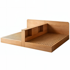Natural Timber Twin Storage Bed with Divider Shelf