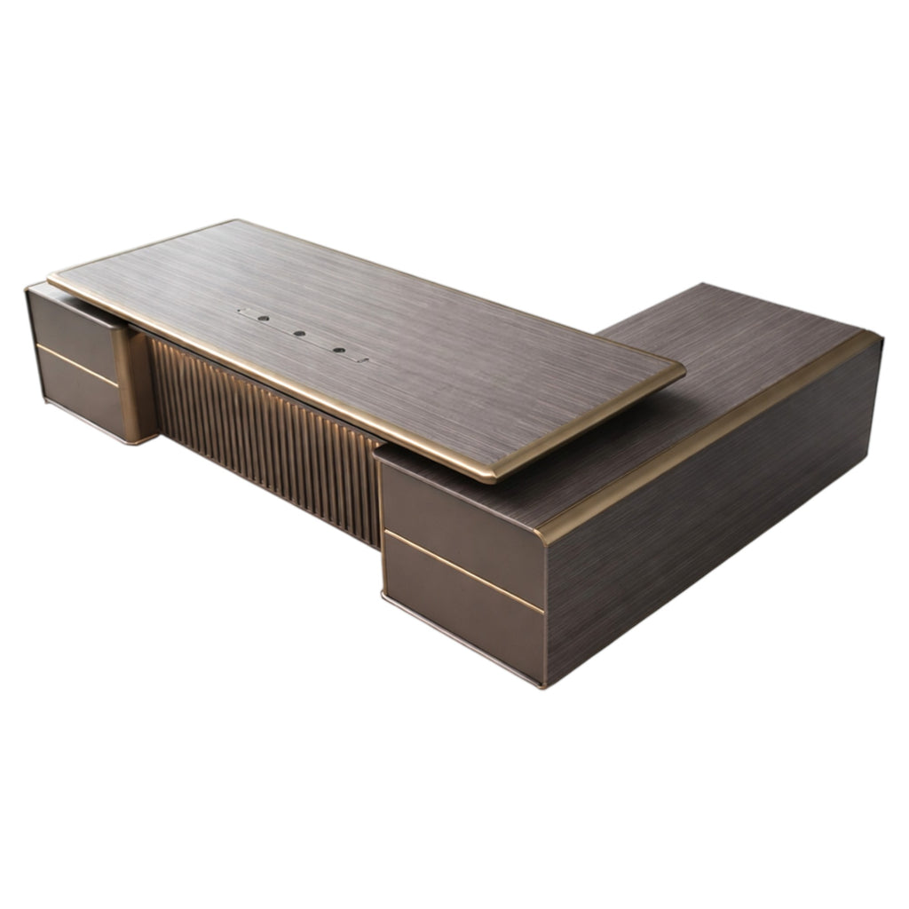 Contemporary CEO Desk with Integrated Storage Return