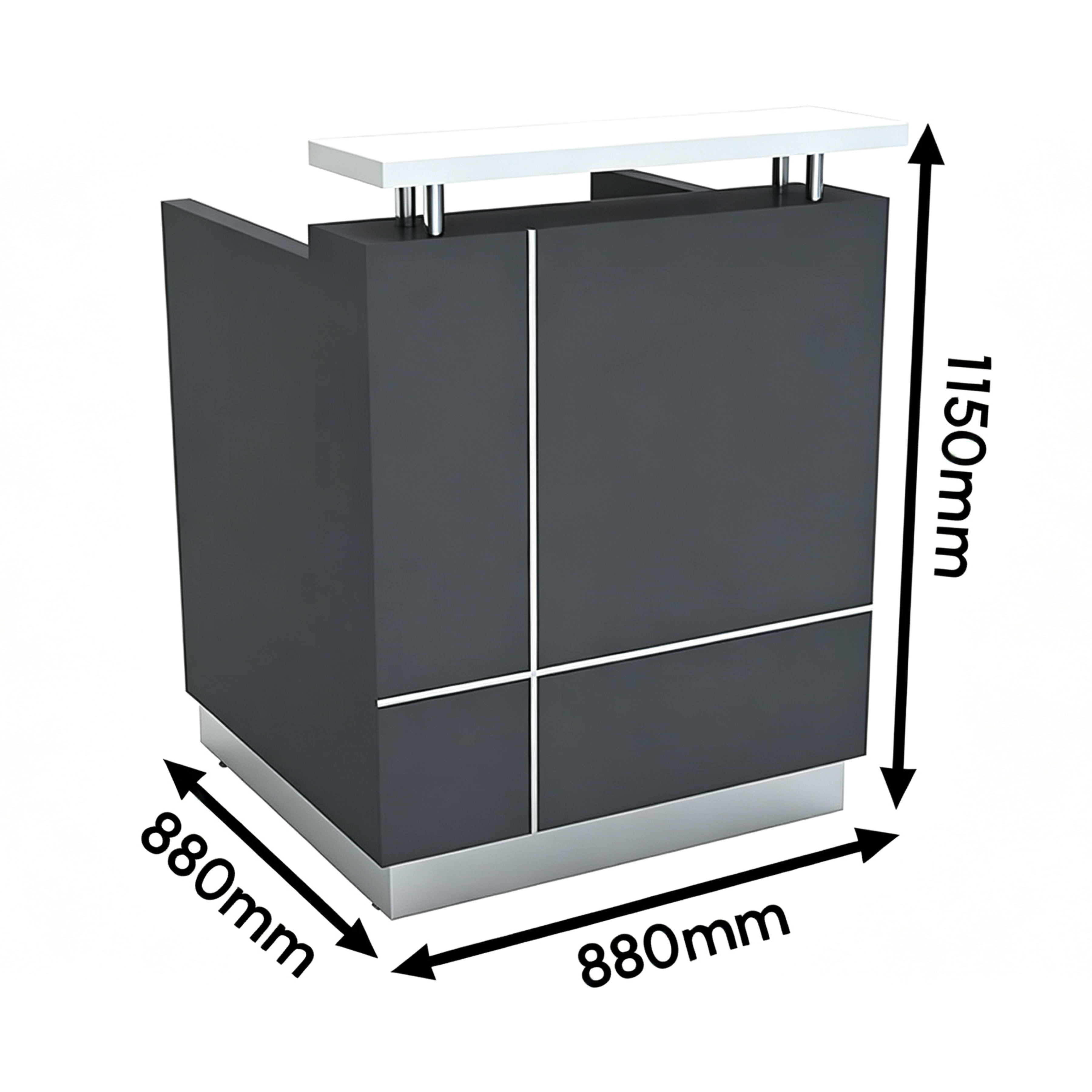 Modern Compact Reception Counter with Raised White Transaction Top