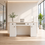 Stone-Look Linear Reception Counter with LED Plinth