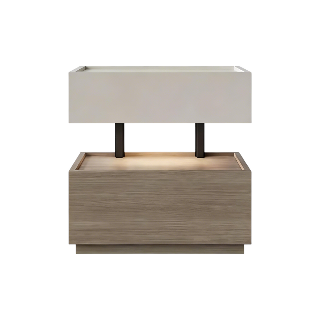 ENF Wood Floating Bedside Table with Layered Storage