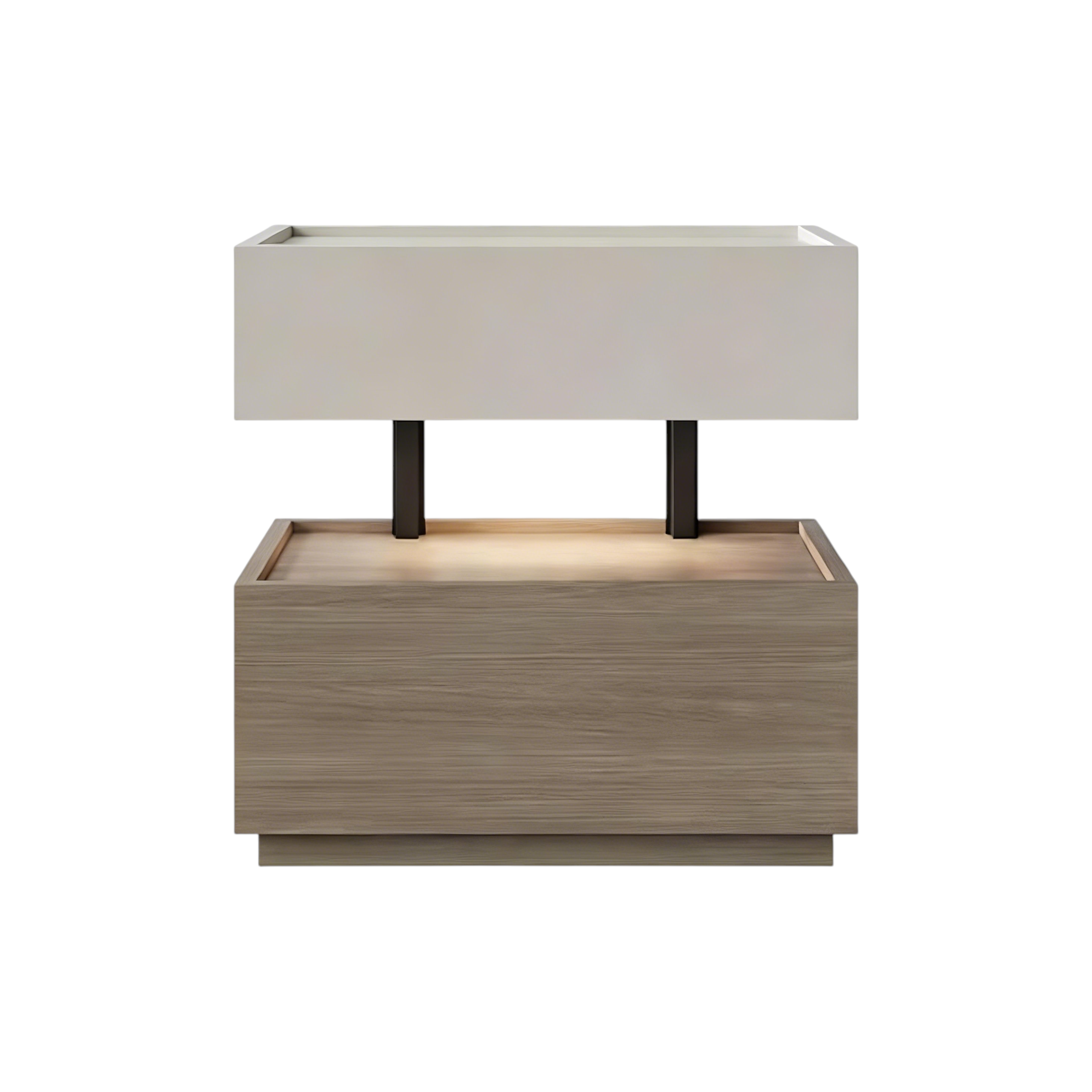 ENF Wood Floating Bedside Table with Layered Storage