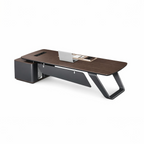 Premium Modern Executive Desk with Walnut Grain and Dual Colour Accents