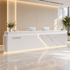 Premium Office Reception Desk with Lockable Storage and LED Lighting